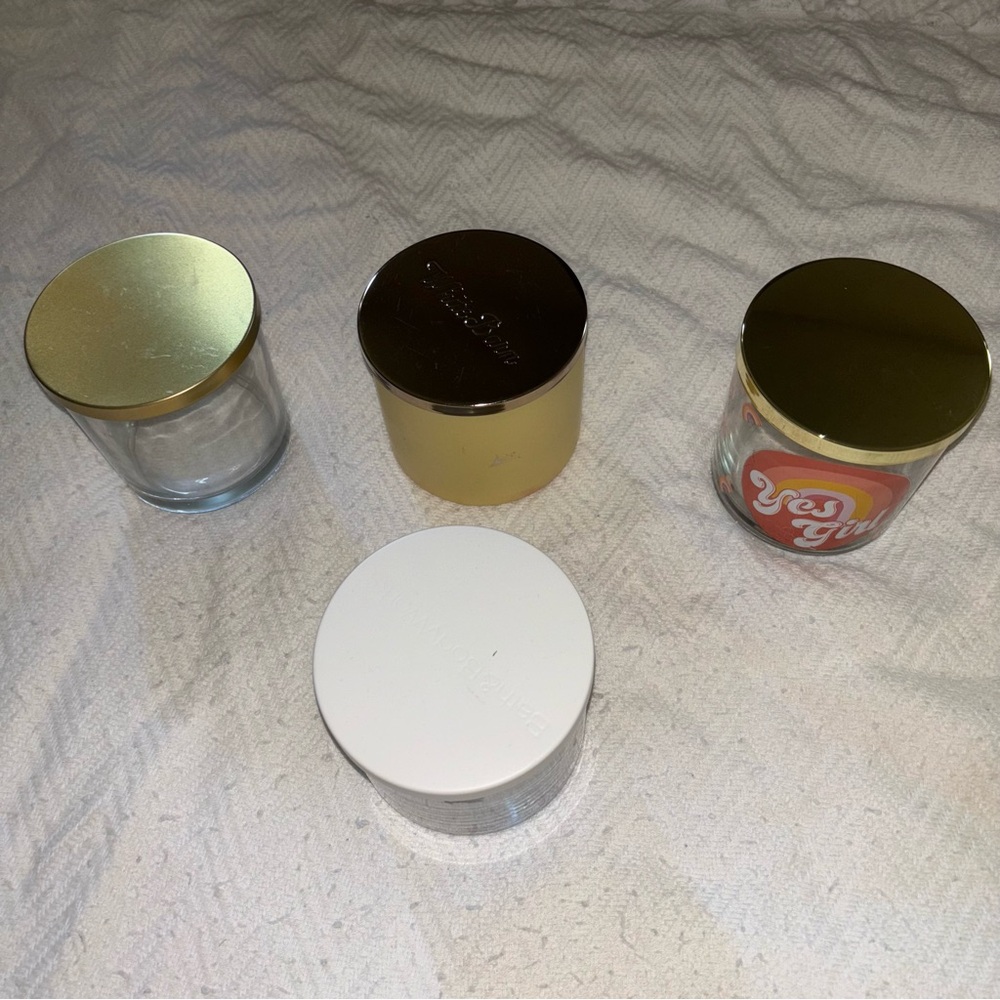 4qty Glass Jar Set with Gold / White Lids